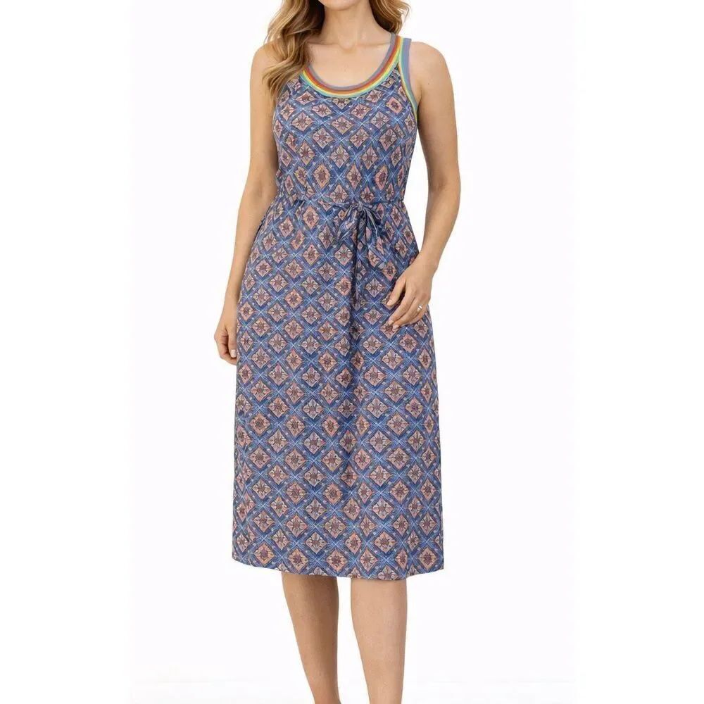 Boden geometric scoop neck tie waist dress size 4